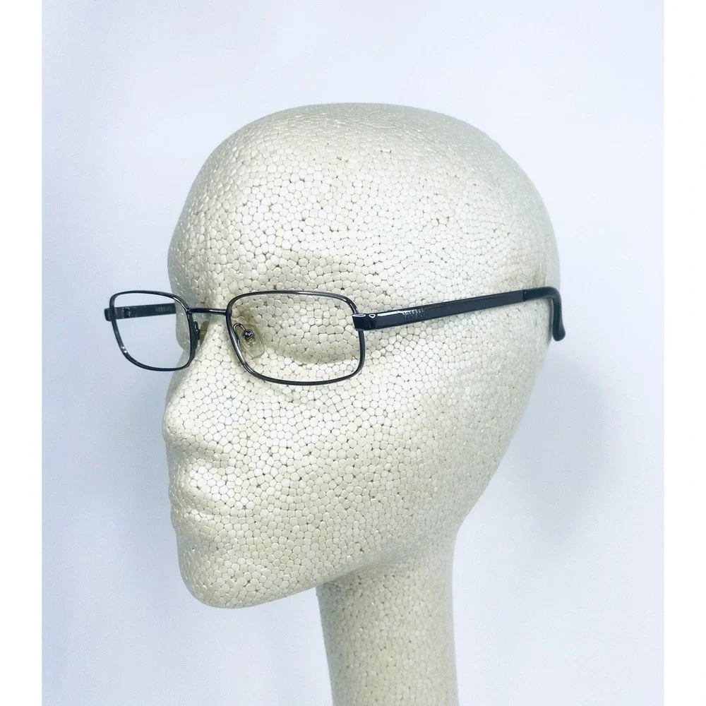 Versace Dark Silver Gun Metal Rectangular Glasses Italy MOD 1001 52 19 135